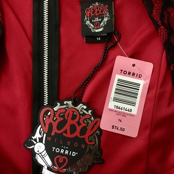 Rebel Wilson for Torrid Peplum Red & Black Dress - Picture 3 of 5